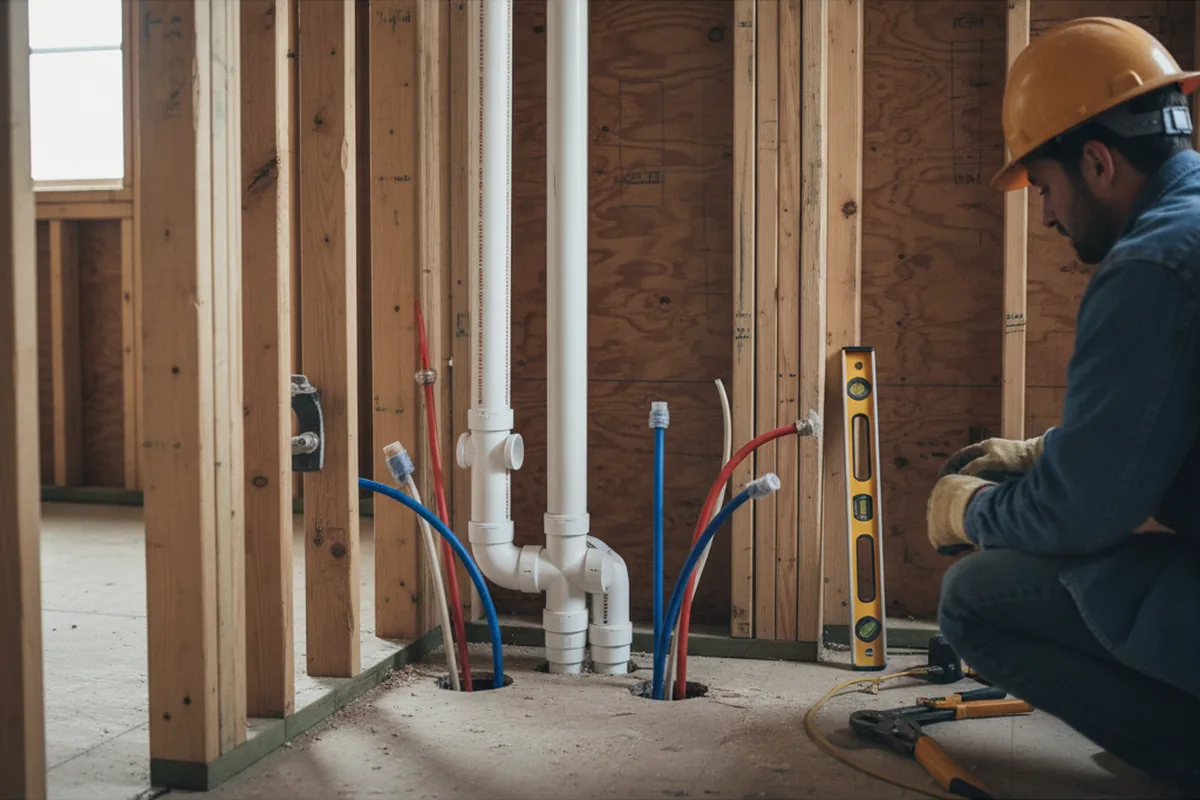 Drain and supply rough-in during Leak Detection in Hometown